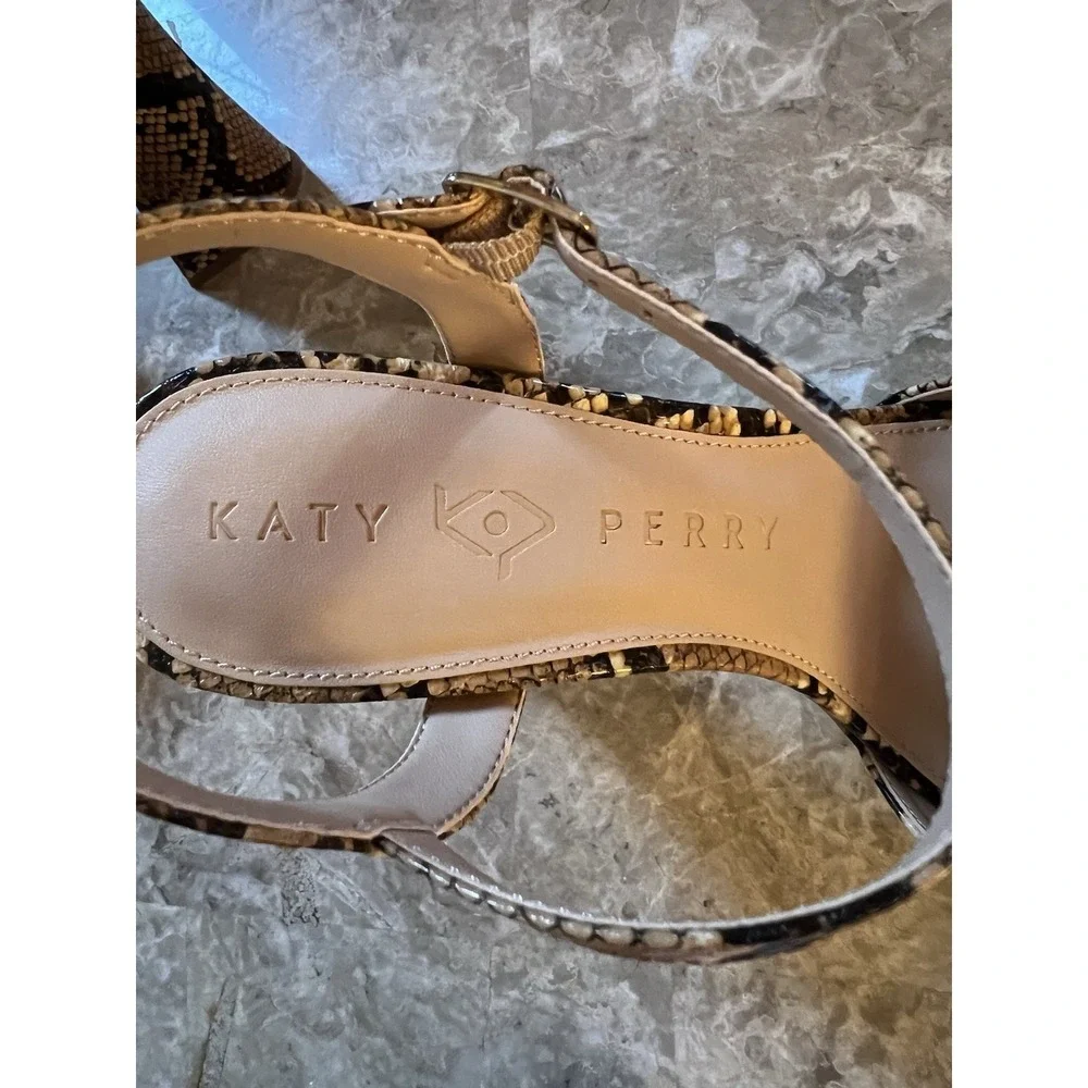 Katy‎ Perry Square Open Sandals Shoes Womens Size 6 Animal Snake Print Heels ….
